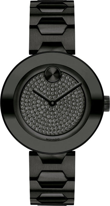  Shop Authentic Movado Bold Crystals Black Dial Black Steel Strap Watch for Women - 3600576 - Luxxuri