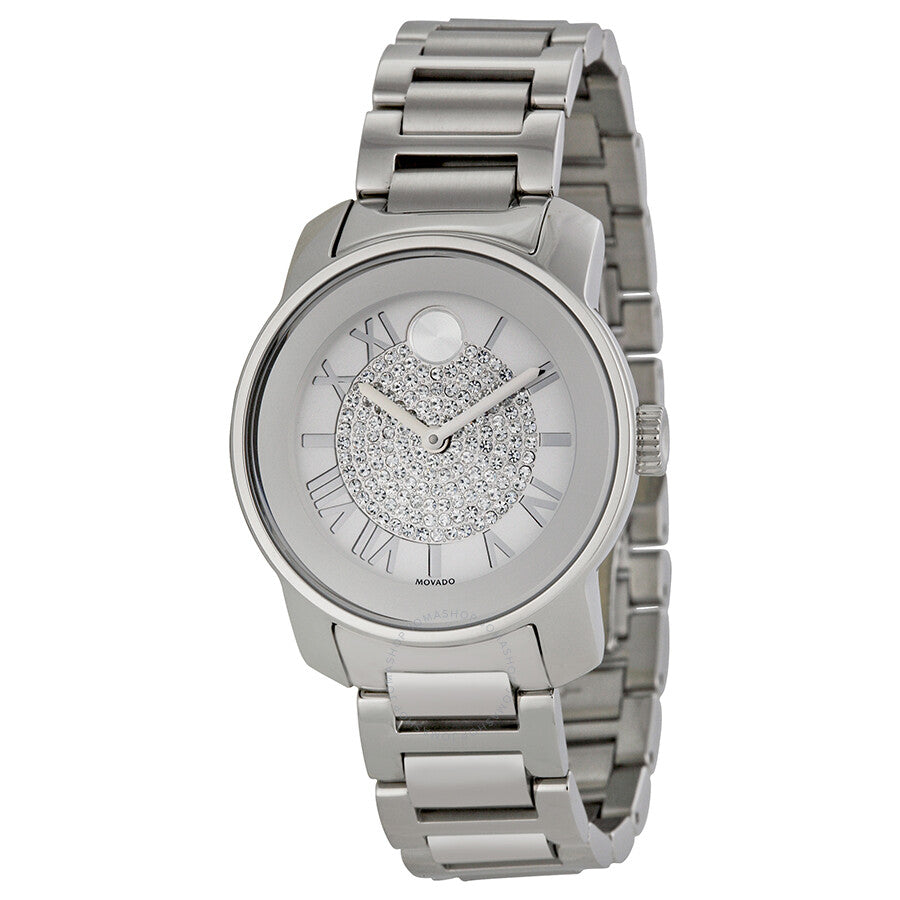  Shop Authentic Movado Bold Crystal Pave Silver Dial Silver Steel Strap Watch for Women - 3600254 - Luxxuri