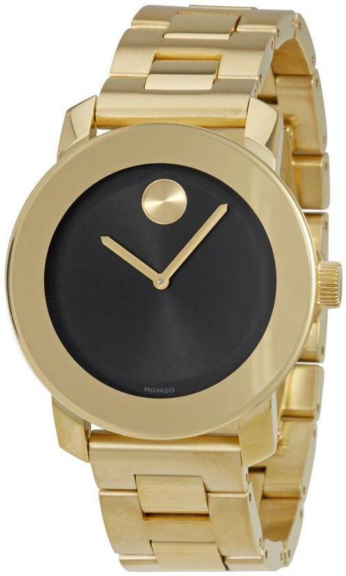  Shop Authentic Movado Bold Black Dial Gold Steel Strap Unisex Watch - 3600397 - Luxxuri