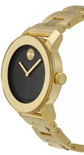  Shop Authentic Movado Bold Black Dial Gold Steel Strap Unisex Watch - 3600397 - Luxxuri