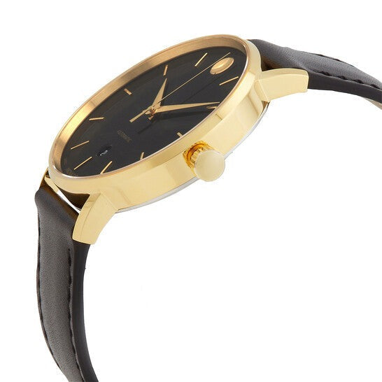 Shop Authentic Movado Ultra Slim Black Dial Black Leather Strap Watch For Women -  0607095 - Luxxuri