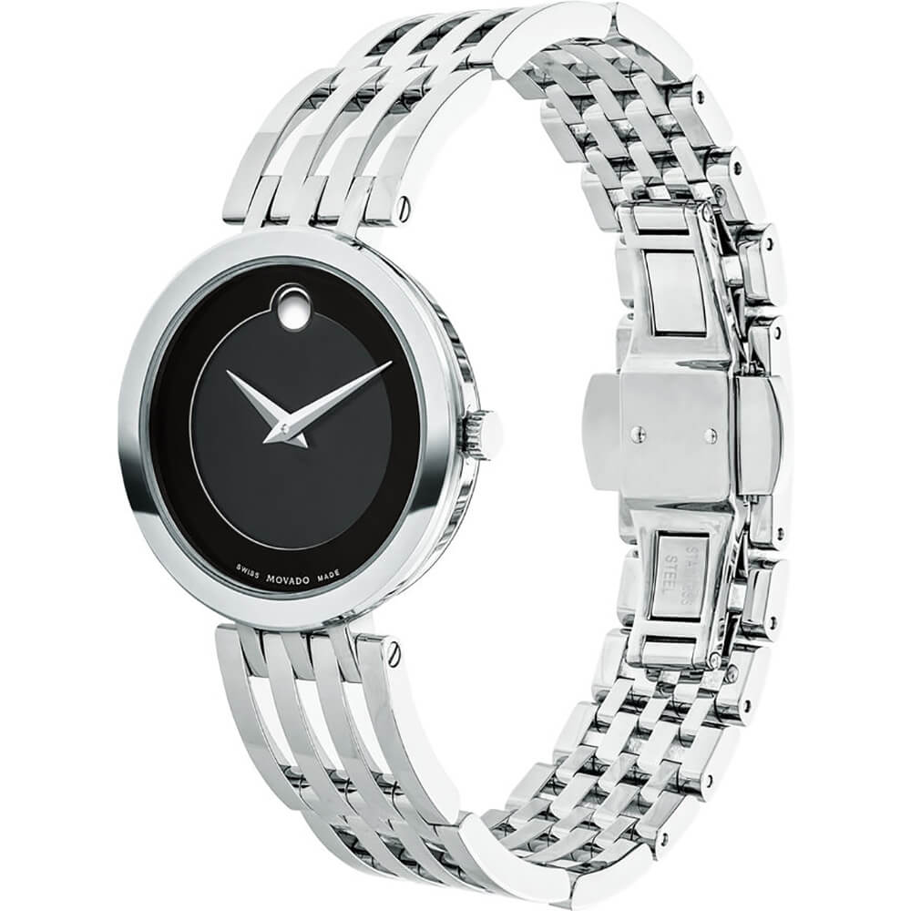  Shop Authentic Movado Esperanza 28mm Black Dial Silver Steel Strap Watch For Women - 0607051 - Luxxuri