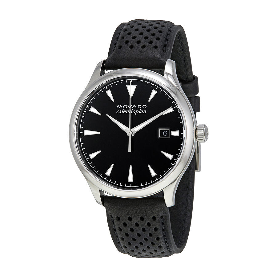  Shop Authentic Movado Heritage Calendoplan Black Dial Black Leather Strap Watch for Men - 3650004 - Luxxuri