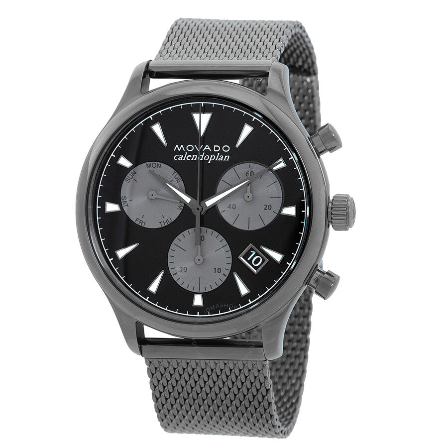  Shop Authentic Movado Heritage Calendoplan Chronograph Black Dial Grey Mesh Strap Watch for Men - 3650100 - Luxxuri