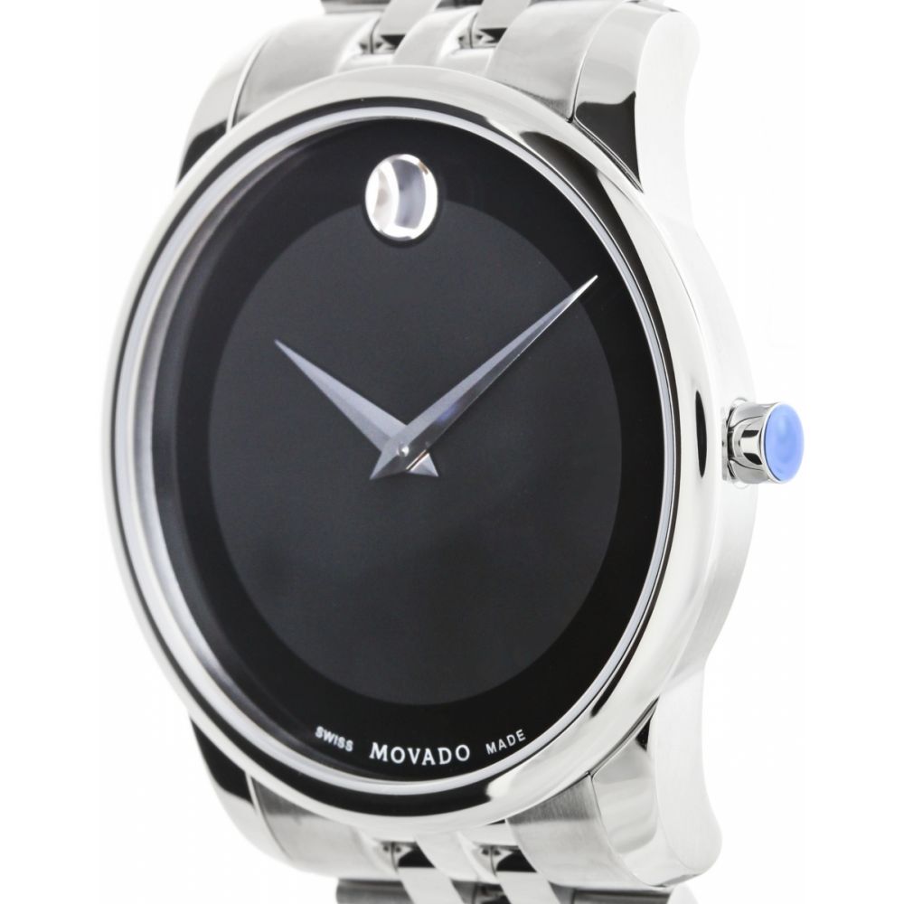  Shop Authentic Movado Museum Classic Black Dial Silver Steel Strap Watch For Men - 606504 - Luxxuri