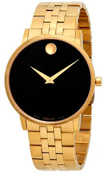  Shop Authentic Movado Museum Classic Quartz Black Dial Gold Steel Strap Watch for Men - 0607203 - Luxxuri
