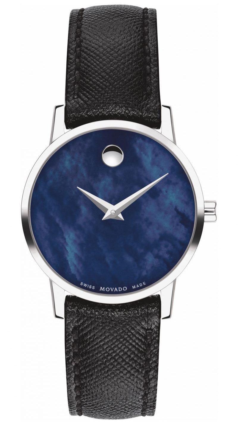  Shop Authentic Movado Museum Classic Blue Dial Black Leather Strap Watch for Men - 0607197 - Luxxuri