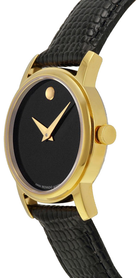  Shop Authentic Movado Museum Black Dial Black Leather Strap Watch For Women - 2100006 - Luxxuri