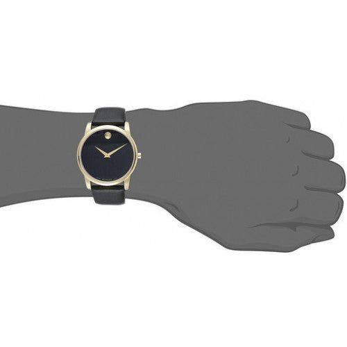  Shop Authentic Movado Museum Black Dial Black Leather Strap Watch For Men - 606876 - Luxxuri