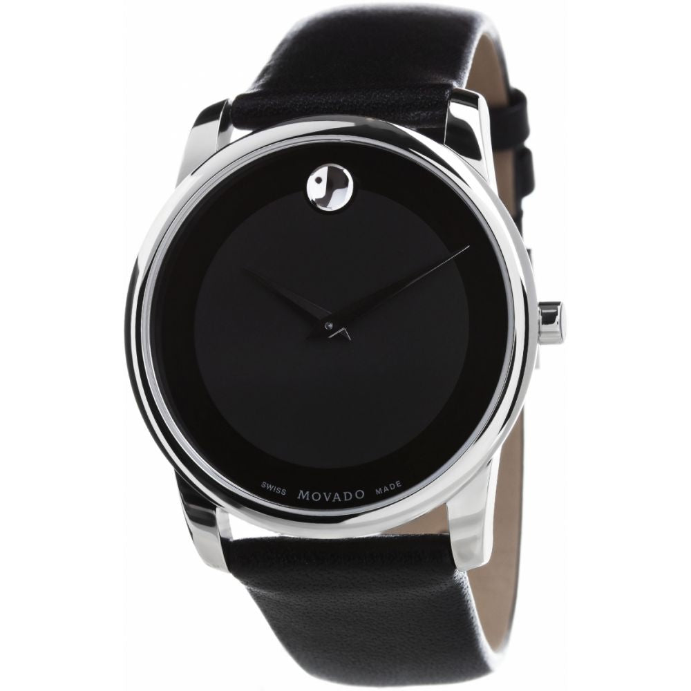  Shop Authentic Movado Museum Black Dial Black Leather Strap Watch For Men - 606502 - Luxxuri