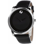  Shop Authentic Movado Museum Black Dial Black Leather Strap Watch For Men - 606502 - Luxxuri