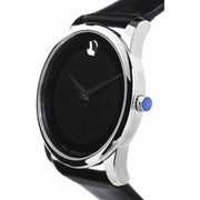  Shop Authentic Movado Museum Black Dial Black Leather Strap Watch For Men - 606502 - Luxxuri