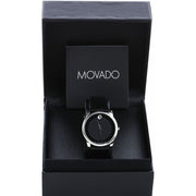  Shop Authentic Movado Museum Black Dial Black Leather Strap Watch For Men - 606502 - Luxxuri