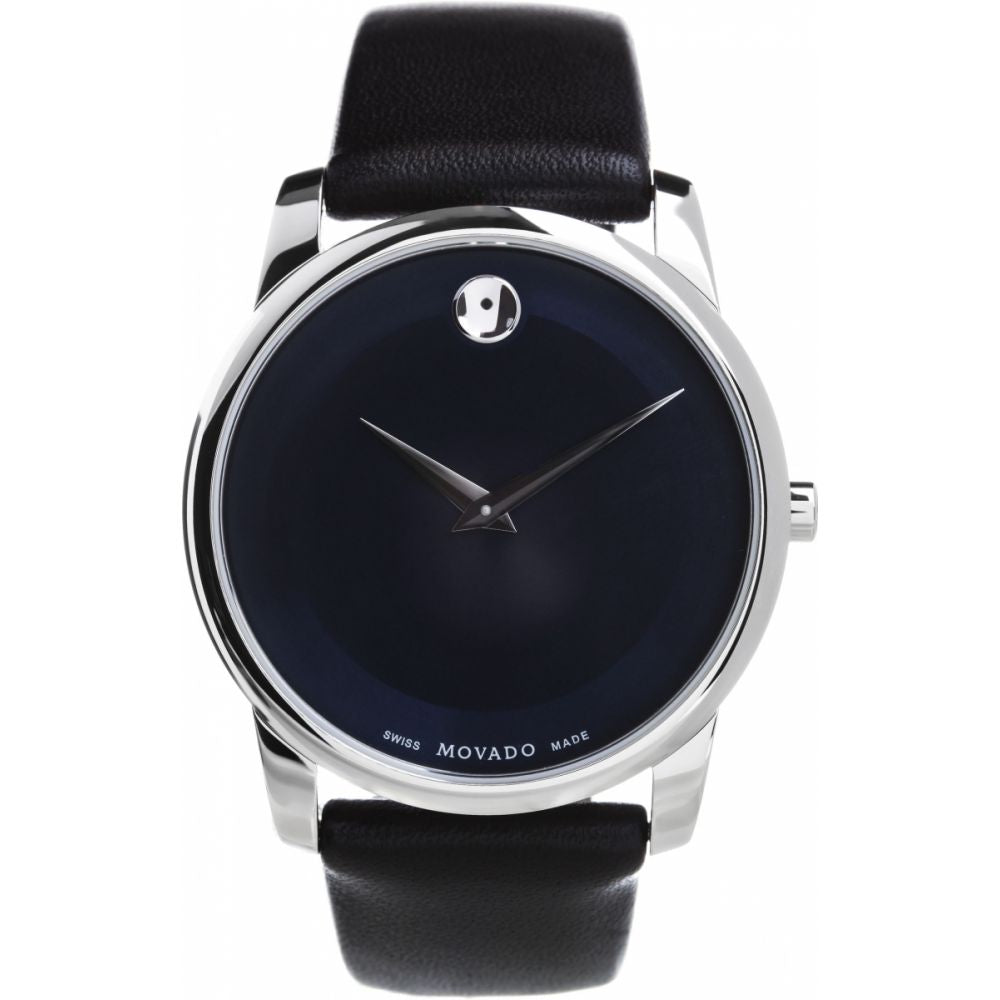  Shop Authentic Movado Museum Classic Blue Dial Black Leather Strap Watch for Men - 606610 - Luxxuri