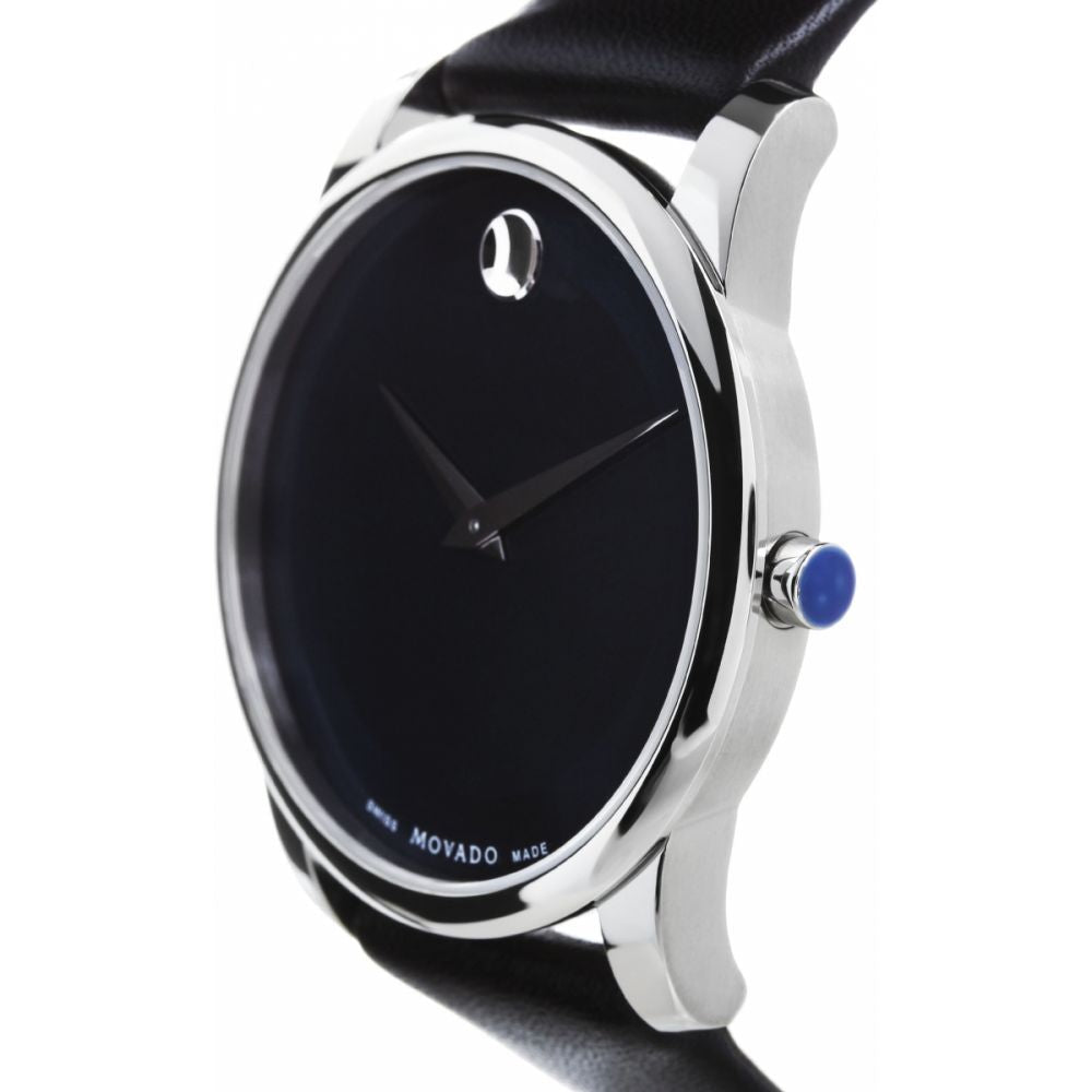  Shop Authentic Movado Museum Classic Blue Dial Black Leather Strap Watch for Men - 606610 - Luxxuri