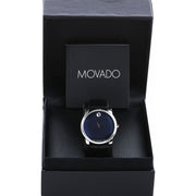  Shop Authentic Movado Museum Classic Blue Dial Black Leather Strap Watch for Men - 606610 - Luxxuri