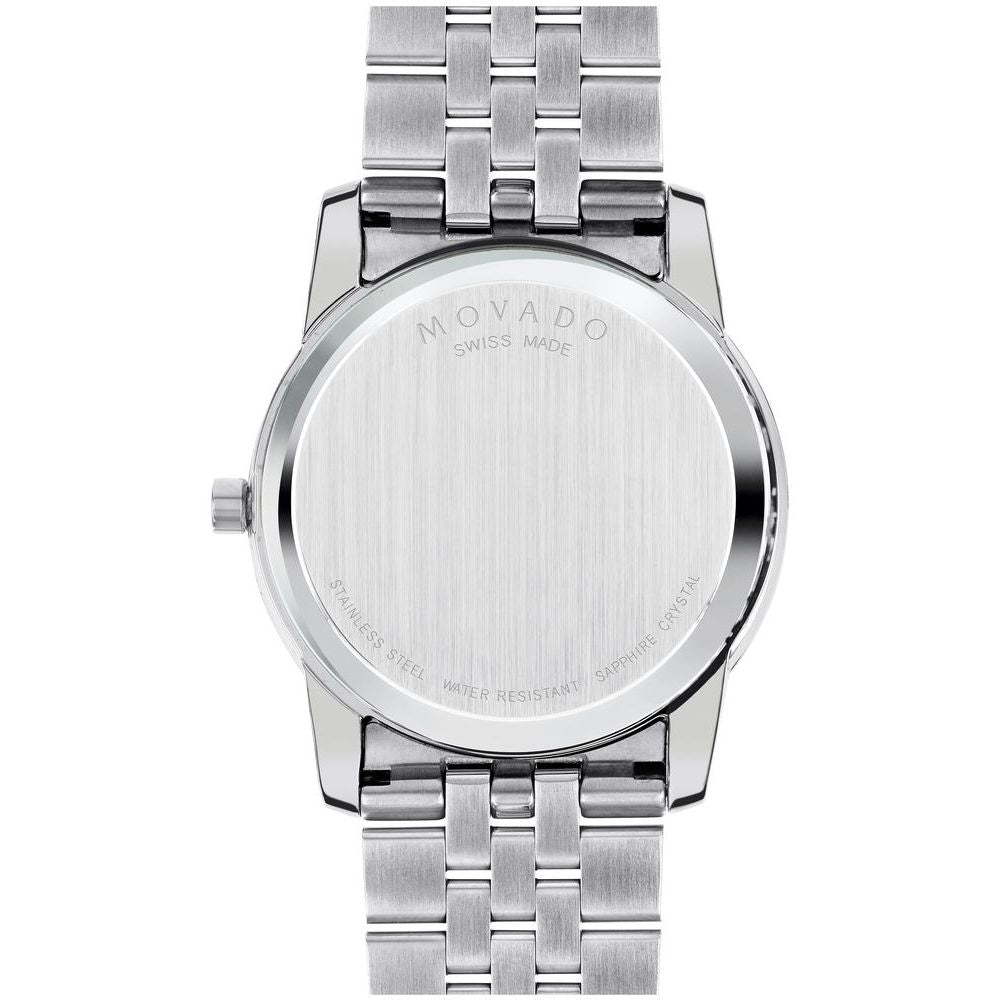  Shop Authentic Movado Museum Diamonds Black Dial Silver Steel Strap Watch For Men - 606878 - Luxxuri