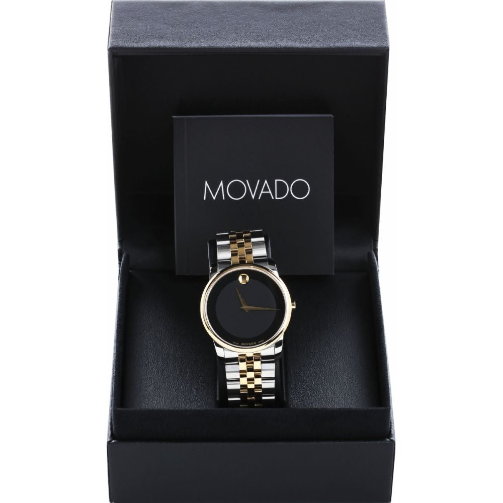  Shop Authentic Movado Museum Classic Black Dial Two Tone Steel Strap Watch For Men - 606899 - Luxxuri