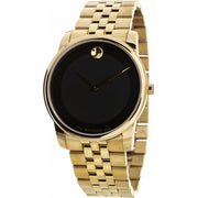  Shop Authentic Movado Museum Black Dial Gold Steel Strap Watch For Men - 606997 - Luxxuri