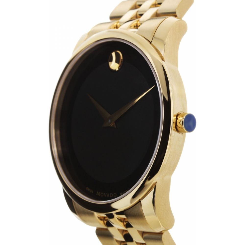  Shop Authentic Movado Museum Black Dial Gold Steel Strap Watch For Men - 606997 - Luxxuri