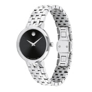  Shop Authentic Movado Veturi Quartz Black Dial Silver Steel Strap Watch for Women - 0606338 - Luxxuri
