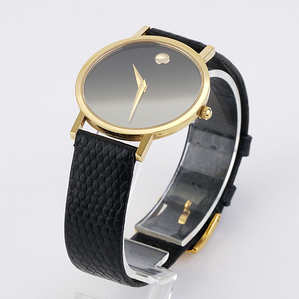  Shop Authentic Movado Museum Black Dial Black Leather Strap Watch For Men - 2100005 - Luxxuri