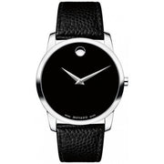  Shop Authentic Movado Museum Black Dial Black Leather Strap Watch For Men - 607012 - Luxxuri