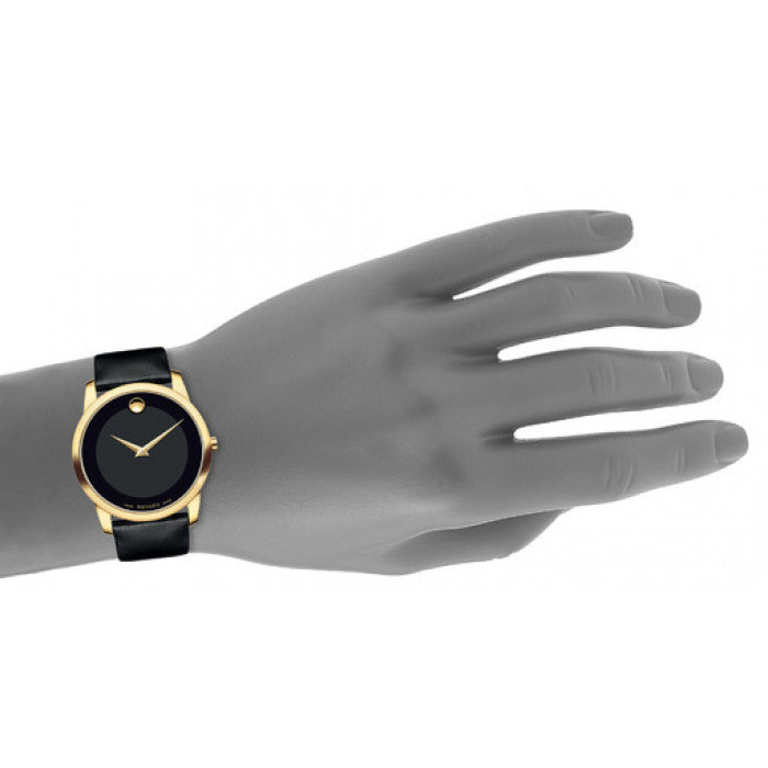  Shop Authentic Movado Museum Black Dial Black Leather Strap Watch For Men - 0607014 - Luxxuri