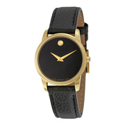 Shop Authentic Movado Museum Classic Black Dial Black Leather Strap Watch For Women - 0607016 - Luxxuri