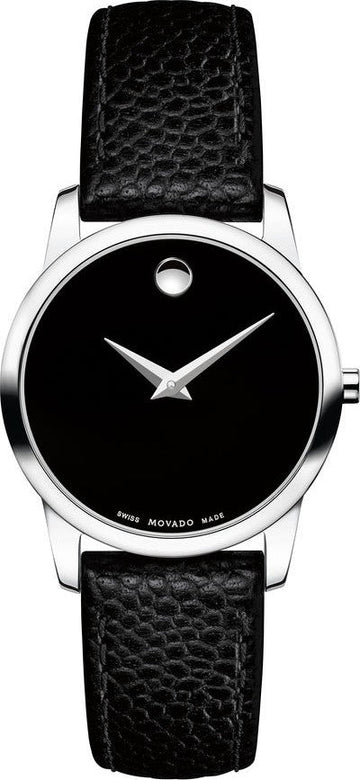  Shop Authentic Movado Museum Classic Black Dial Black Leather Strap Watch For Women - 0607015 - Luxxuri