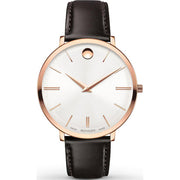 Shop Authentic Movado Ultra Slim Silver Dial Brown Leather Strap Watch For Women - 0607093 - Luxxuri