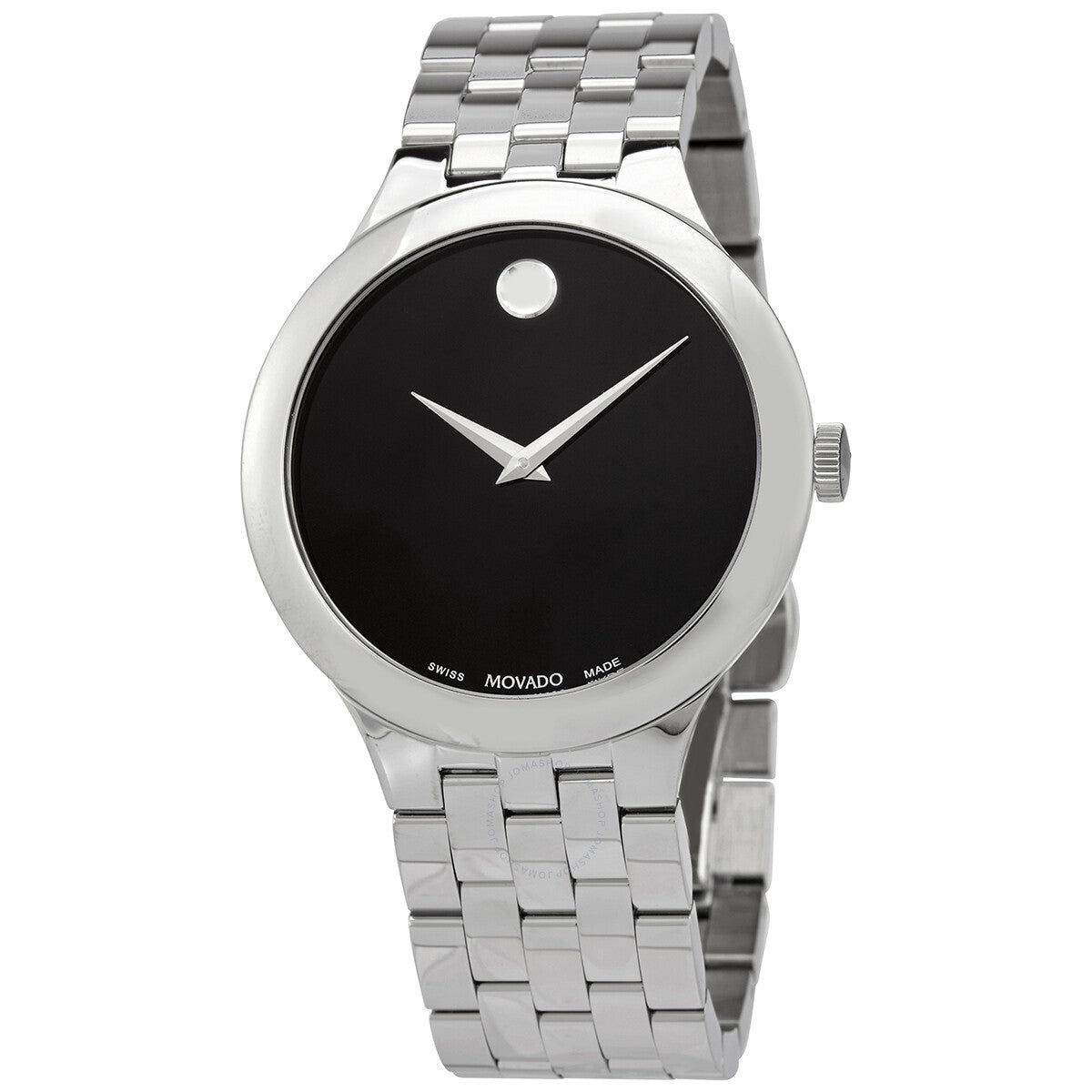  Shop Authentic Movado Classic Quartz Black Dial Silver Steel Strap Watch for Men - 0606337 - Luxxuri