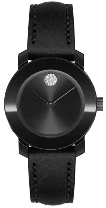  Shop Authentic Movado Bold Black Dial Black Leather Strap Watch for Women - 3600483 - Luxxuri