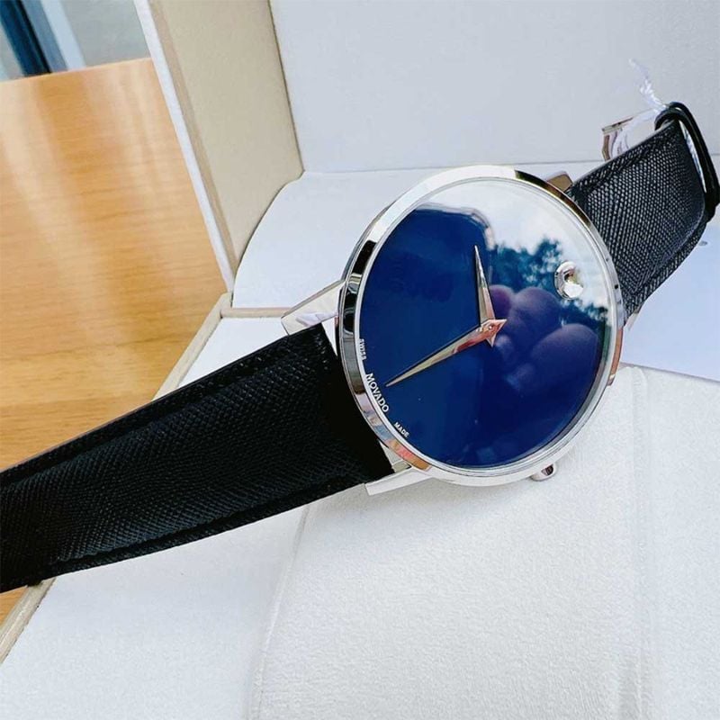  Shop Authentic Movado Museum Classic Blue Dial Black Leather Strap Watch for Men - 0607197 - Luxxuri