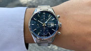  Shop Authentic Tag Heuer Carrera Automatic Chronograph Blue Dial Silver Steel Strap Watch for Men - CBK2115.BA0715 - Luxxuri
