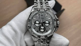  Shop Authentic Bulova Crystal Collection Pave Silver Dial with Crystals Silver Steel Strap Watch for Men - 96C134 - Luxxuri