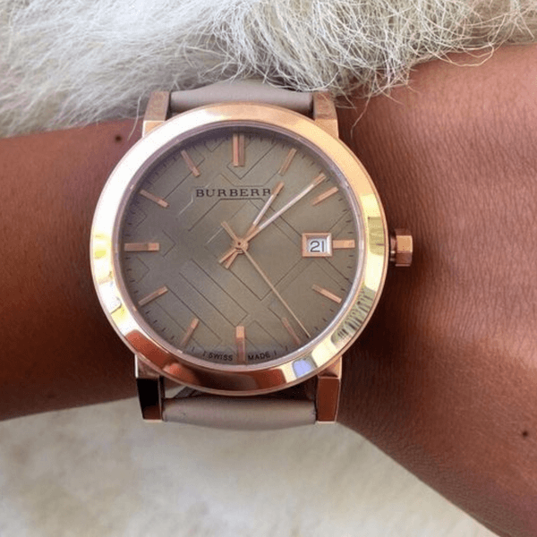  Shop Authentic Burberry The City Beige Dial Brown Leather Strap Watch for Women - BU9014 - Luxxuri