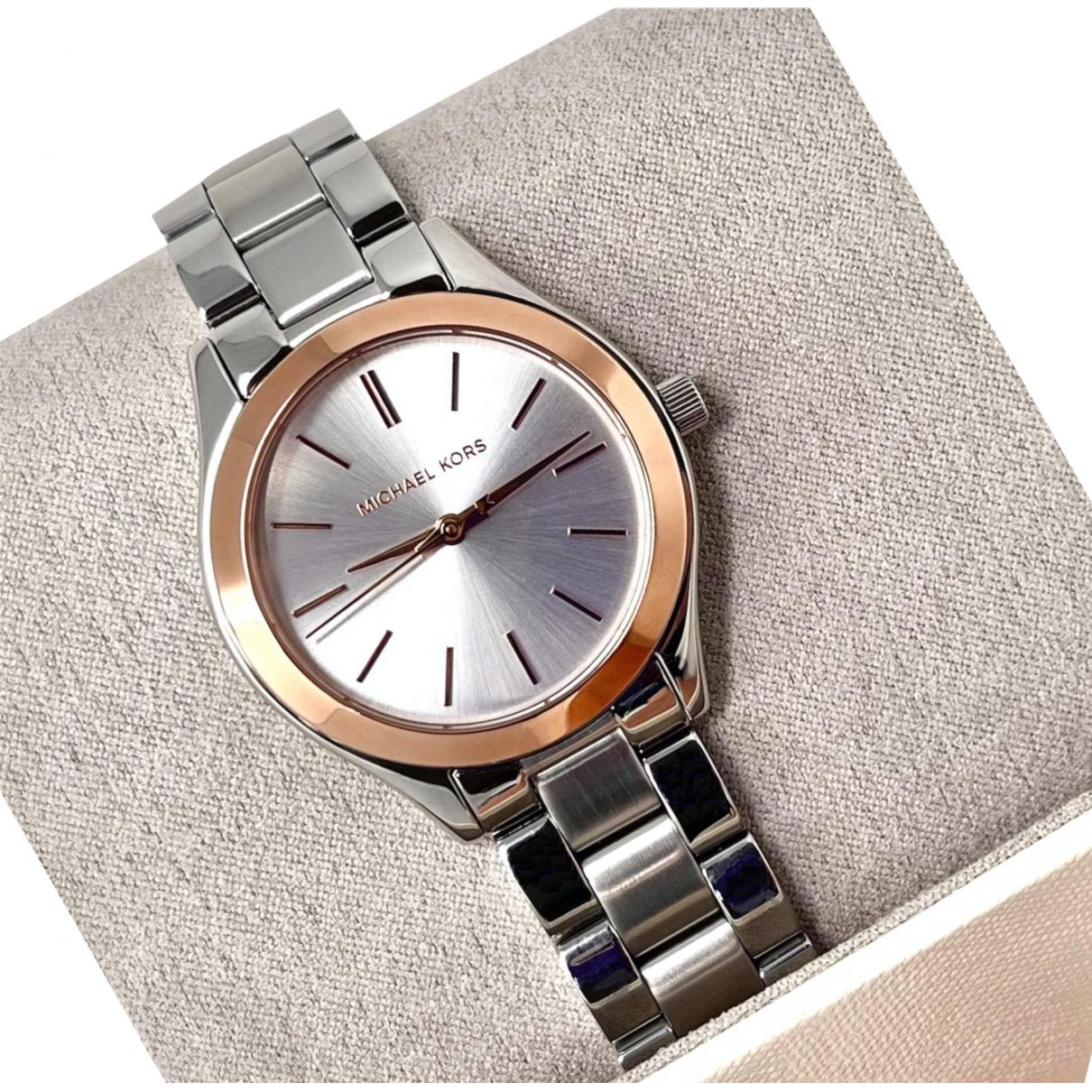  Shop Authentic Michael Kors Mini Slim Runway Silver Dial Silver Steel Strap Watch for Women - MK3514 - Luxxuri
