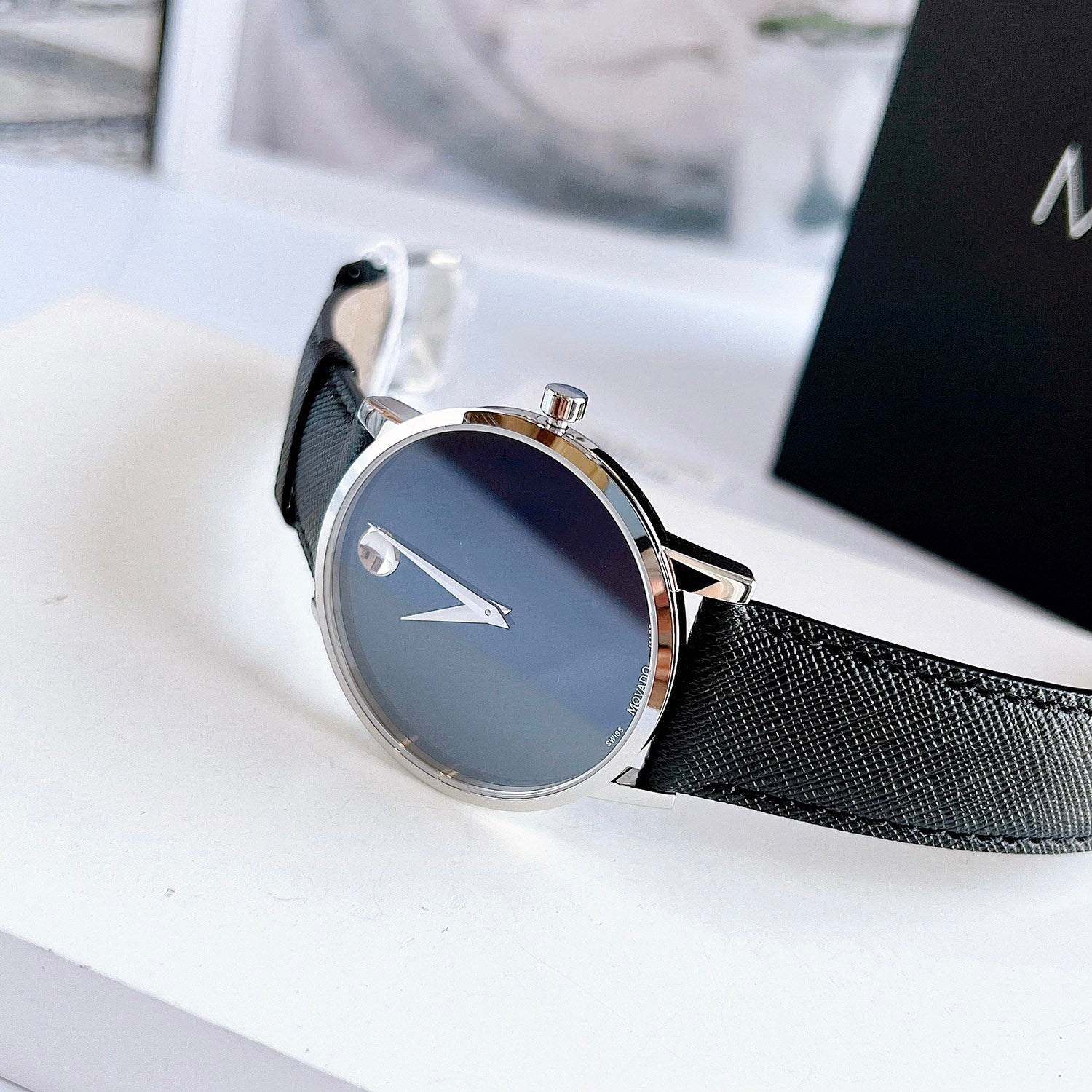  Shop Authentic Movado Museum Classic Blue Dial Black Leather Strap Watch for Men - 0607197 - Luxxuri