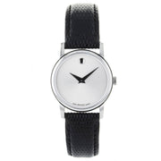  Shop Authentic Movado Museum Silver Dial Black Leather Strap Watch For Women - 2100003 - Luxxuri