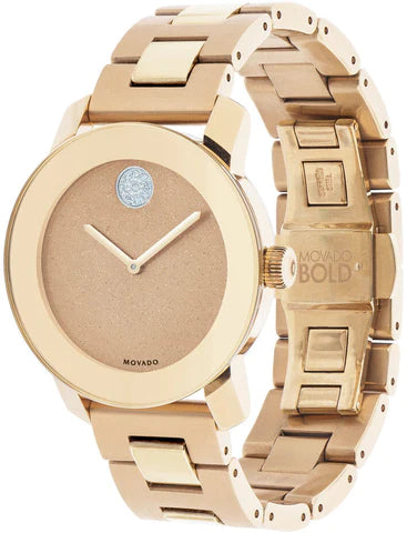  Shop Authentic Movado Bold Rose Gold Dial Rose Gold Steel Strap Watch For Women - 3600335 - Luxxuri