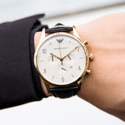  Shop Authentic Emporio Armani Beta Chronograph White Dial Brown Leather Strap Watch For Men - AR1916 - Luxxuri