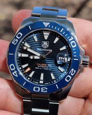  Shop Authentic Tag Heuer Aquaracer Calibre 5 Blue Dial Silver Steel Strap Watch for Men - WAY211C.BA0928 - Luxxuri