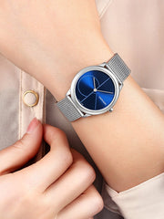 Shop Authentic Calvin Klein Minimal Blue Dial Silver Mesh Bracelet Watch for Women - K3M2212N - Luxxuri