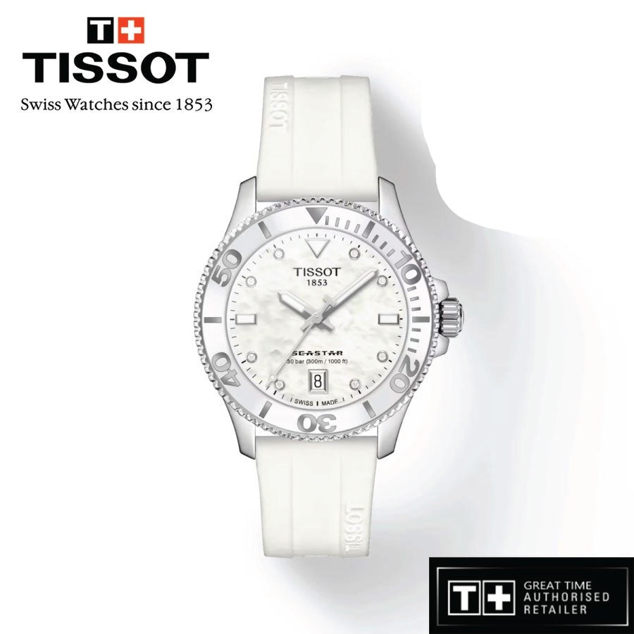  Shop Authentic Tissot Seastar 1000 Mother of Pearl White Dial White Rubber Strap Watch for Women - T120.210.17.116.00 - Luxxuri