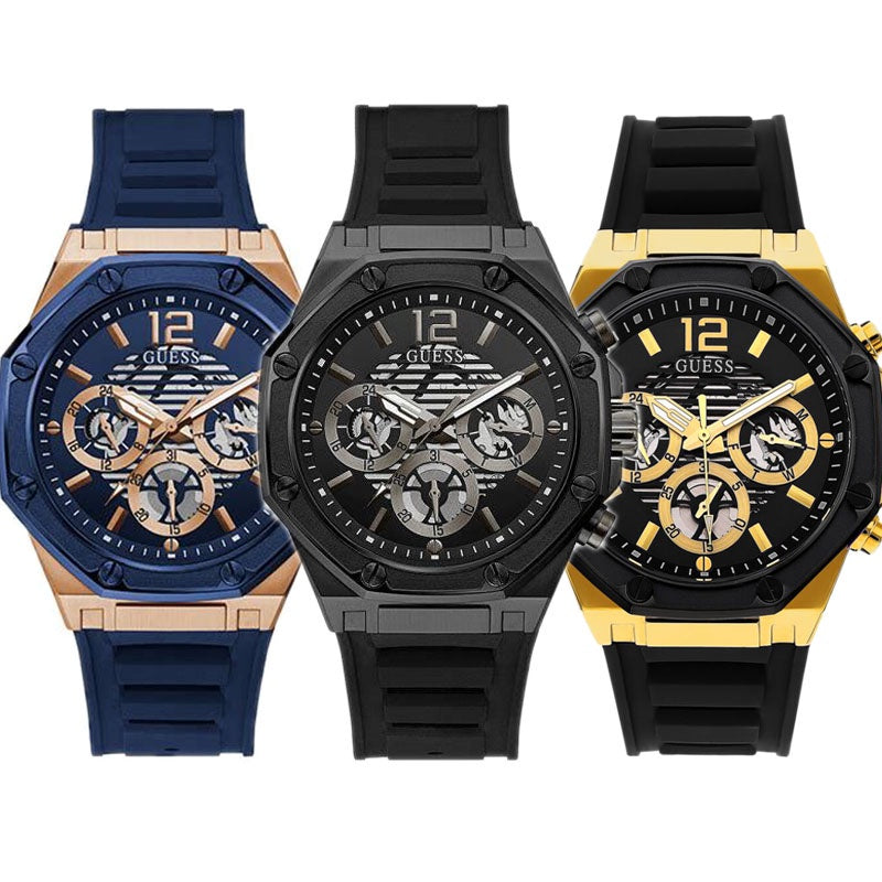  Shop Authentic Guess Momentum Black Dial Black Rubber Strap Watch for Men - GW0263G4 - Luxxuri