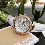  Shop Authentic Michael Kors Parker White Diamonds Dial White Leather Strap Watch for Women - MK2281 - Luxxuri