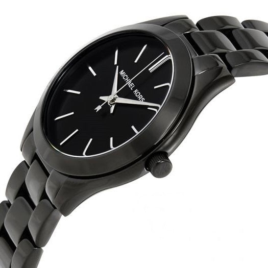  Shop Authentic Michael Kors Mini Slim Runway Black Dial Black Steel Strap Watch for Women - MK3587 - Luxxuri