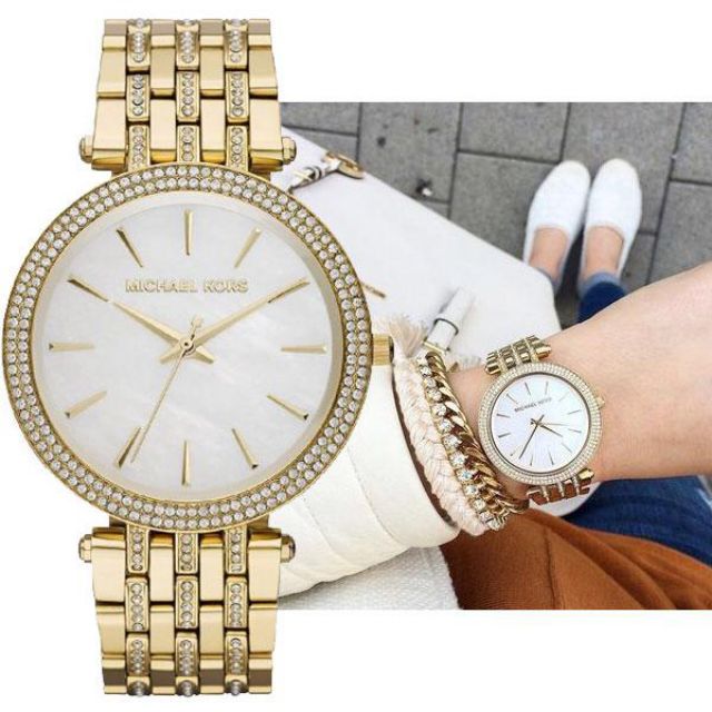  Shop Authentic Michael Kors Darci Mother of Pearl Dial Gold Steel Strap Watch for Women - MK3219 - Luxxuri