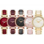  Shop Authentic Michael Kors Parker Mother of Pearl Red Dial Two Tone Steel Strap Watch for Women - MK6427 - Luxxuri